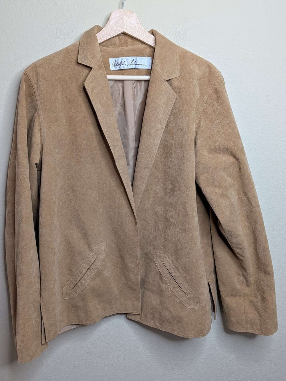Adolph Schuman Vintage 70s Ultrasuede Blazer Jacket Camel Tan Made in USA
